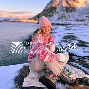 Dale of Norway Gradient Pink Sweater and matching headband